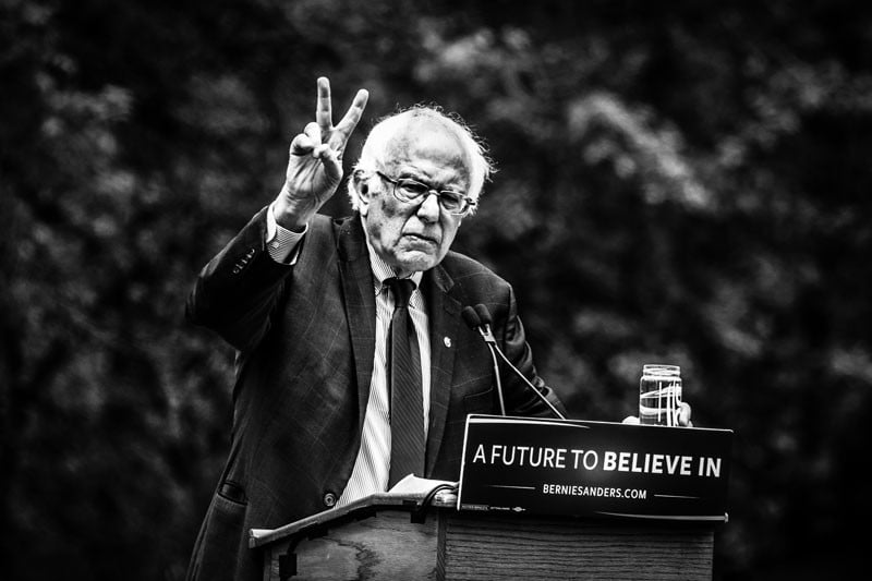 Bernie Sanders at a rally in Springfield, OR, on April 28th, 2016.