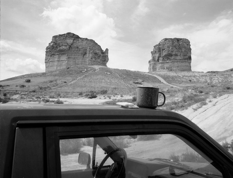 Mark Klett, Tea Break at Teapot Rock, 1997. © Mark Klett, courtesy the artist/Pace MacGill Gallery, NY