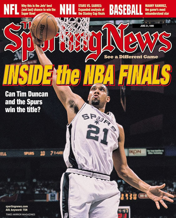 A Sporting News cover of Tim Duncan from 1999. (Photo by Robert Seale)