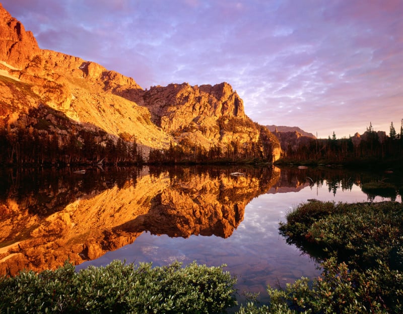 "Lake Helene Sunrise" - Velvia 50 4x5, 75mm lens.  4 seconds at f22, 2 stop soft GND filter.  A classic reflection scene.