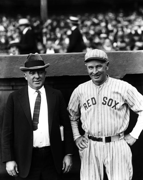 Joe Tinker and Frank Chance, 1923 Boston Red Sox. As teammates for the Chicago Cubs, the duo helped the team rocket to four World Series appearances between 1906 and 1910. This shot is one of the last meetings between Tinker and Chance. Chance died a year later.
