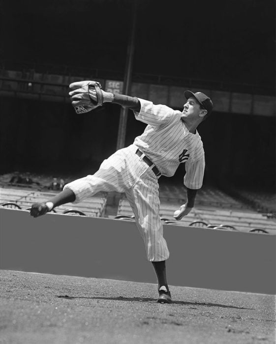 Lefty Gomex, 1937 New York Yankees. A rare photograph for Conlon in that he rarely snapped shots of pitchers winding up for a pitch.