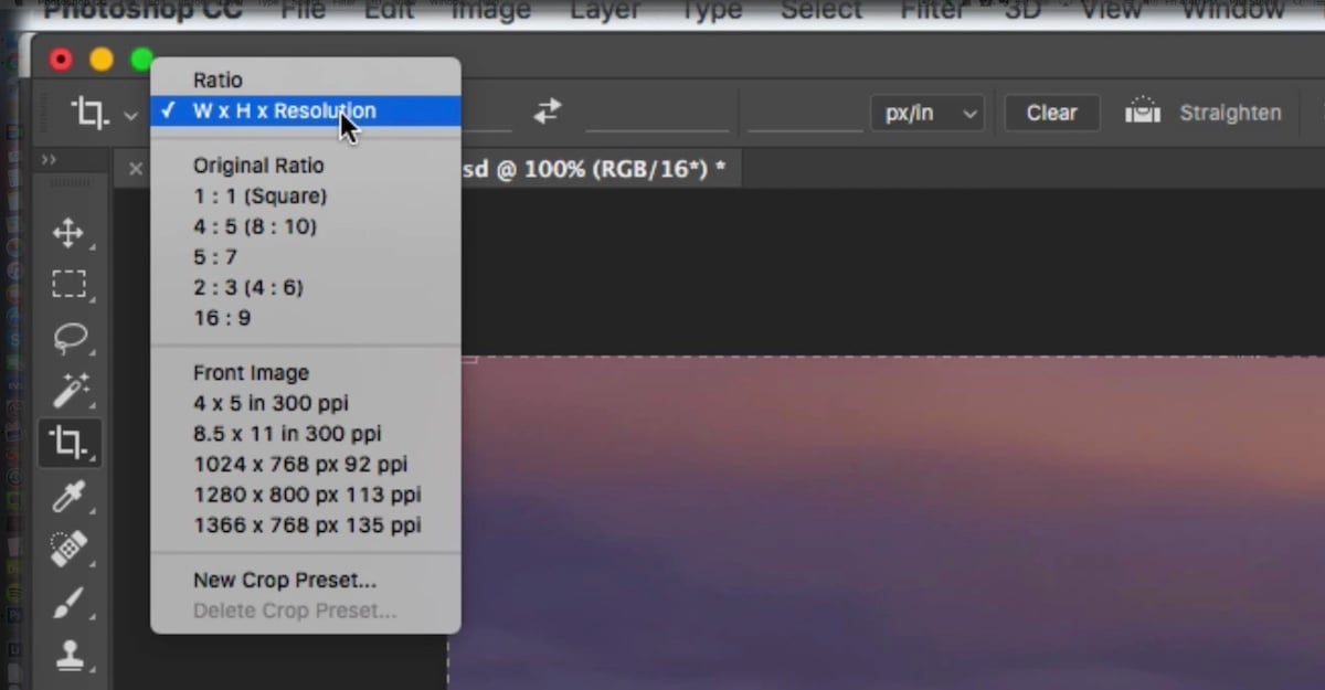 crop the same size for photoshop mac