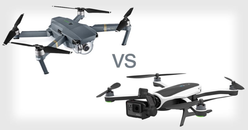 GoPro's Karma (bottom right) has faced stiff competition from DJI's Mavic (upper left).