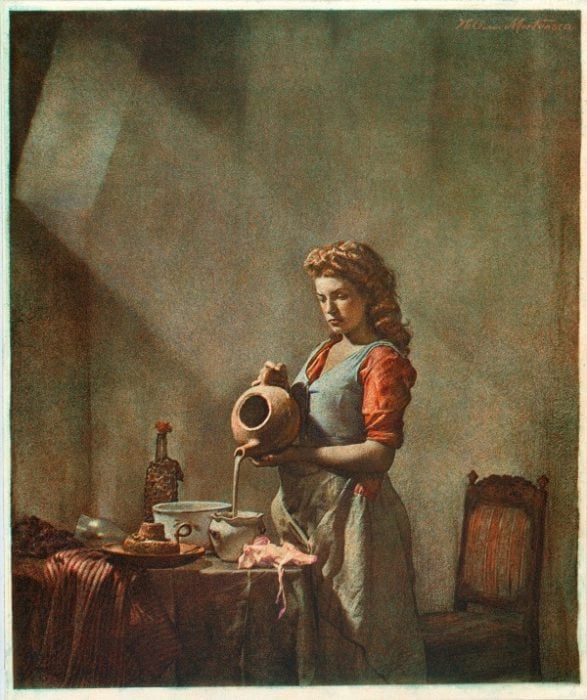 Maid Pouring Milk by William Mortensen