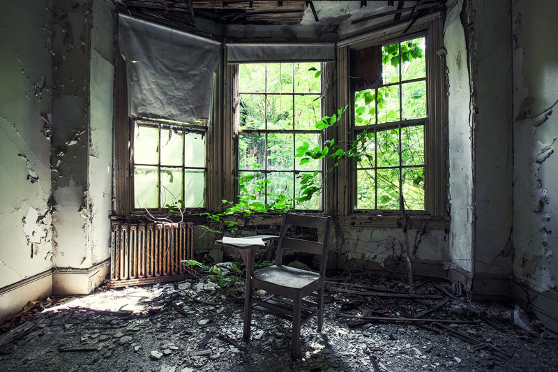 A scene found in a former institution that treated children and young adults with severe intellectual, mental, and physical disabilities.  From 1946 to 1953 Harvard University & MIT secretly tested and experimented the absortion of minerals with radioactive tracers by compromising the children's breakfast oatmeal. A court settlement in 1998 'awarded' the victims almost $2million in compensation. 