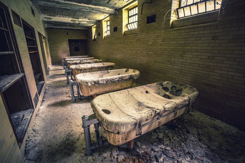 Hydrotherapy tubs – contrary to their display in the popular “American Horror Story” series, these tubs were in reality an incredibly humane form of treatment with widespread use. Patients would be restrained inside the canvas-covered tubs whereby attendant monitored water (at prescribed temperatures and durations based on a patient's diagnosis) would be continually passed through.