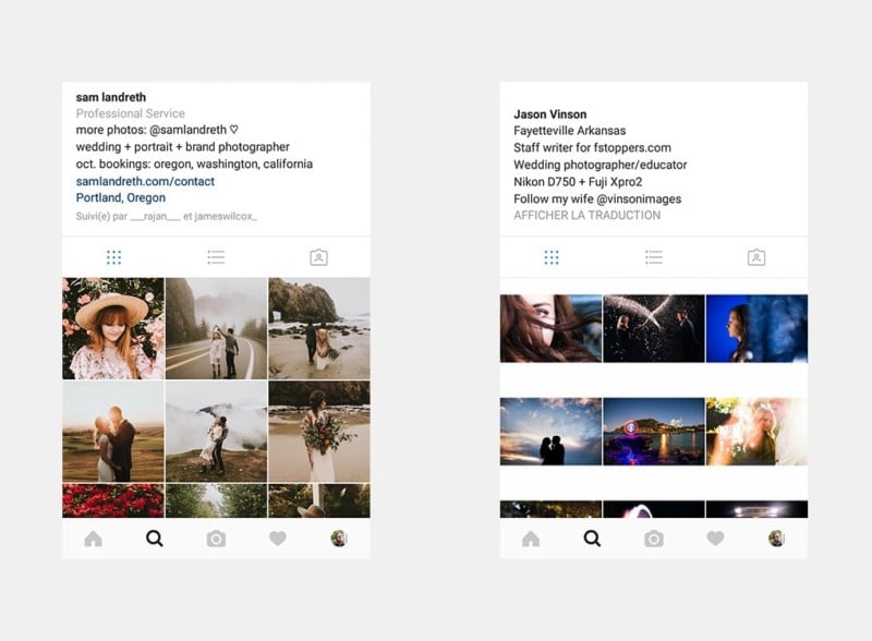 Good examples of consistent profiles, either by using the same tones or the same image ratio