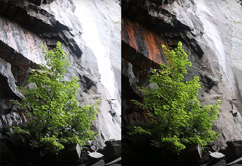 Heaton shows how a circular polarizer can transform the look of a waterfall scene.
