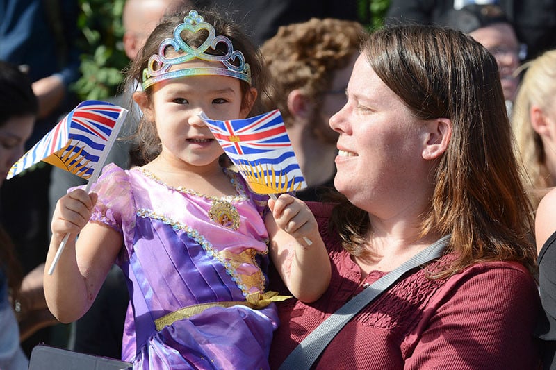 ROYAL VISIT  8   GARY NYLANDER/The Daily Courier—Fans of the Duke and Duchess of Cambridge including this little princess, Ayana Tamashiro await the arrival of the royal couple at UBC Okanagan on Tuesday. Prince William and Kate stopped in the Okanagan including Mission Hill Estate Winery as part of their one week tour of Western Canada, mostly in British Columbia.