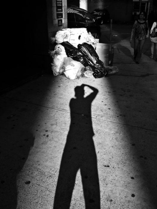 Self portrait with garbage, NYC.