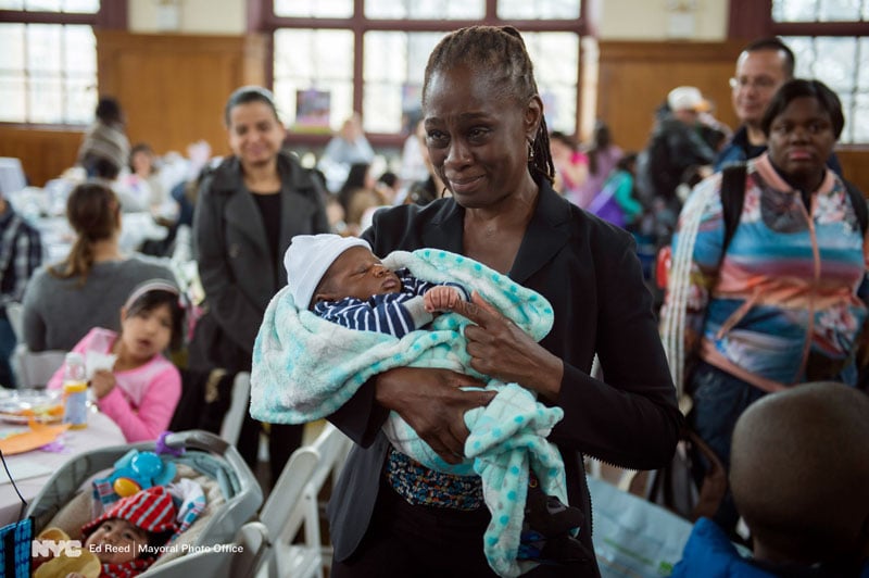 April 2, 2016. First Lady Chirlane McCray attends an NYC Children’s Cabinet baby shower for expectant and new parents on Staten Island.