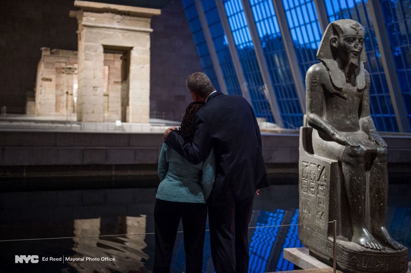 Oct. 8, 2015. The Mayor and First Lady take a moment to appreciate the Temple of Dendur at the Metropolitan Museum. Ed’s work is also featured on Instagram @nycmayorsoffice and @edreedphoto and on Twitter @nycmayoralphoto and @edreedphoto.