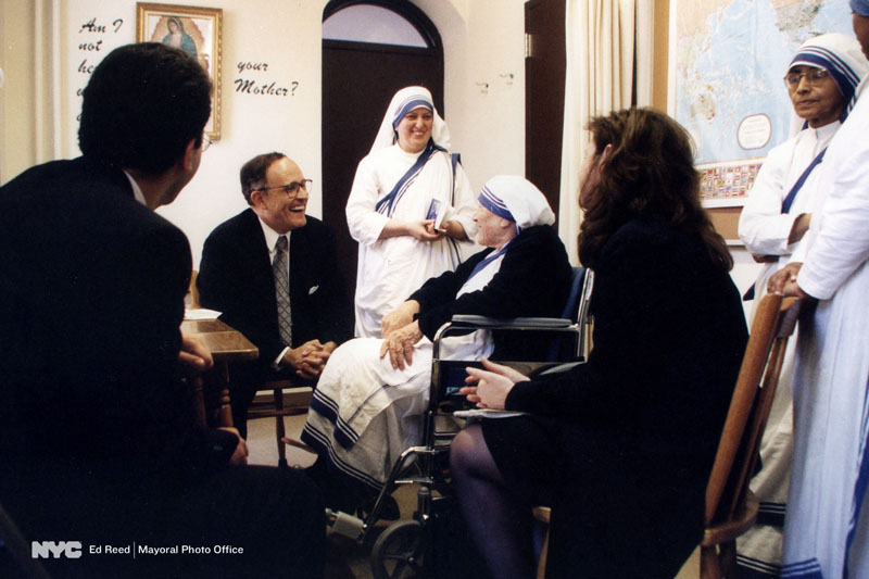 June 23, 1997. In a private meeting with Mayor Giuliani, Mother Teresa requested more street parking permits for her nuns.
