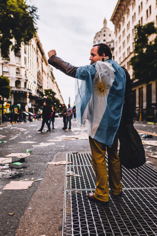 Man expressing Argentine pride