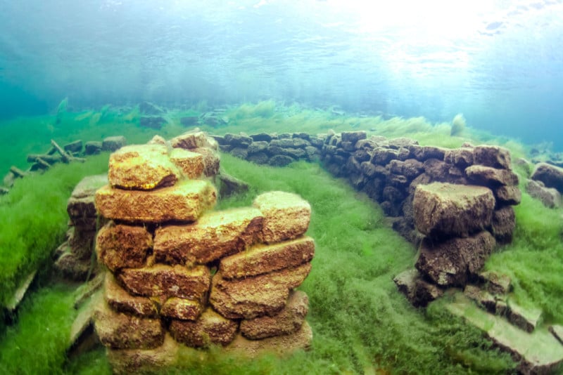 The remaining foundation of an old farmhouse.