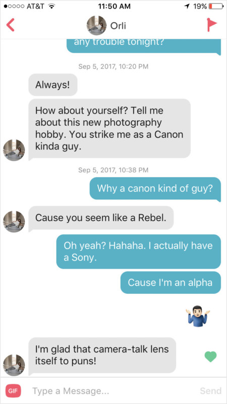 Tinder message photography