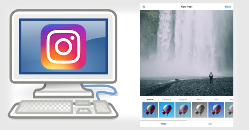  - this app lets you upload to instagram directly from your desktop