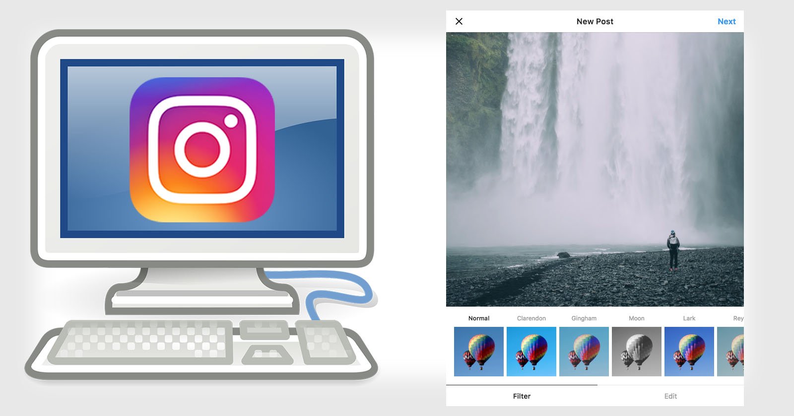 how to upload photos to instagram from computer