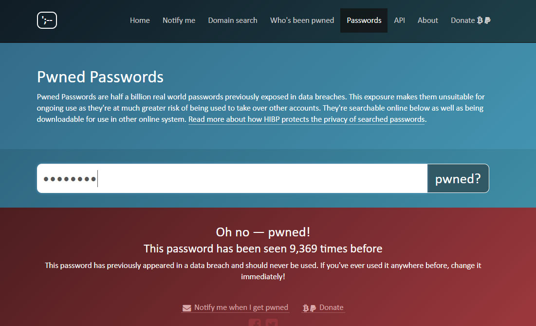 The password has been changed