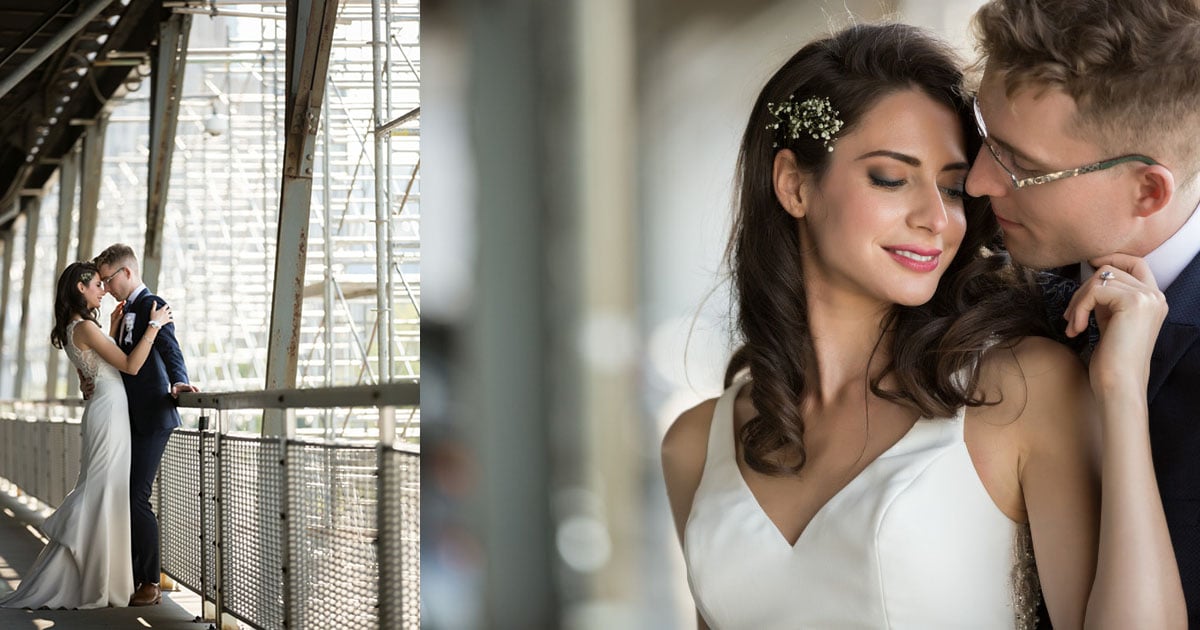 Gorgeous classic bride poses with large bridal party