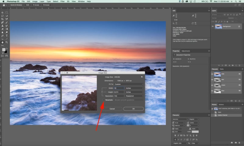 photoshop 72 dpi how to change