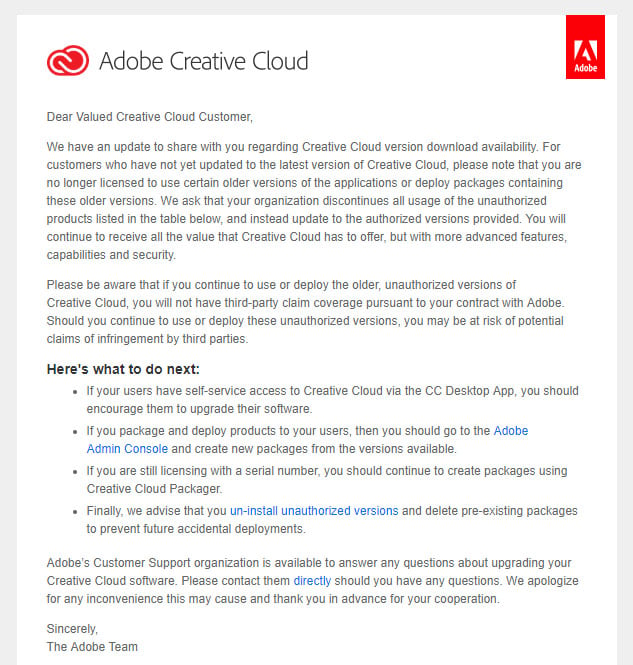 Adobe Warns That Using Older CC Apps Could Get You Sued PetaPixel