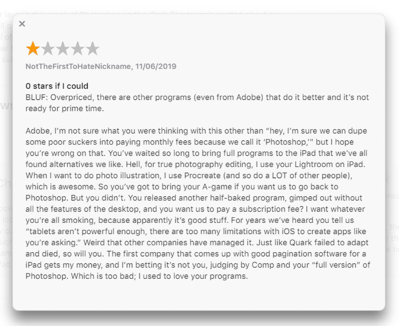 secondreview 800x654 - Photoshop for iPad is Getting Terrible Early Reviews