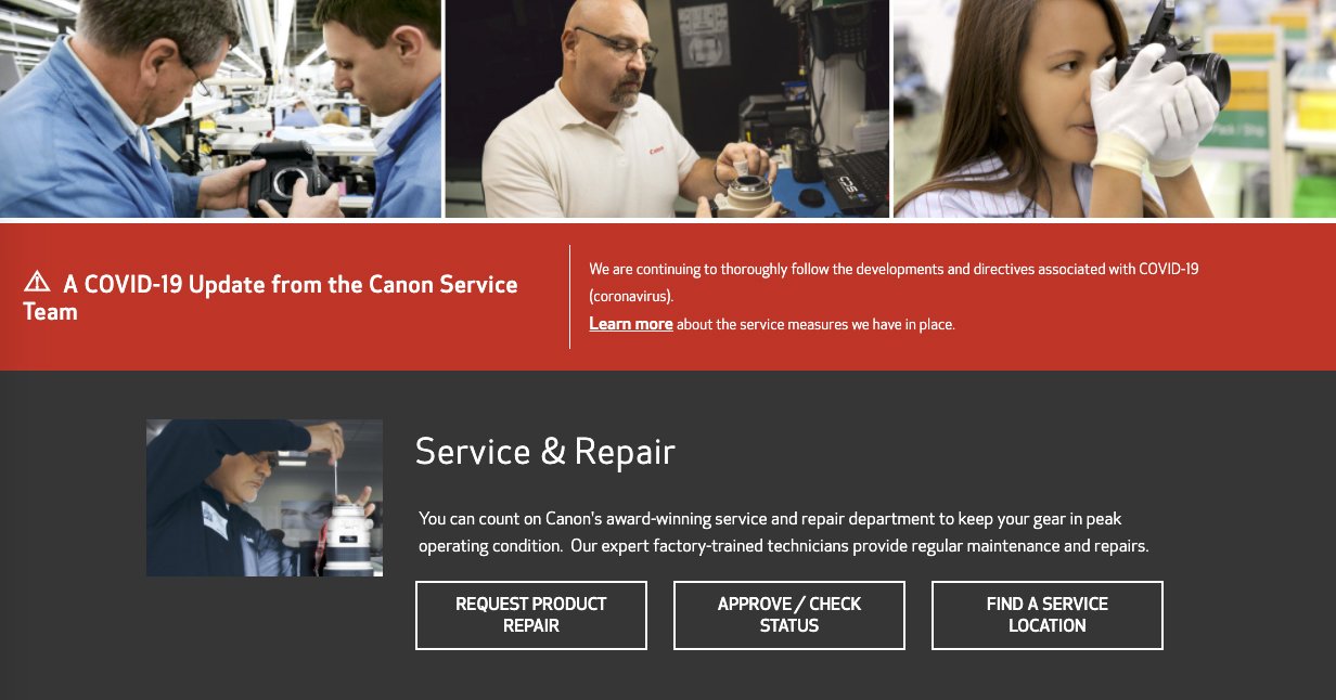 Canon Closes Repair Centers in New Jersey, California and More Until Further Notice