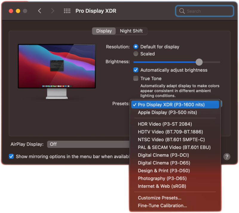 Test de l'écran APPLE PRO DISPLAY XDR