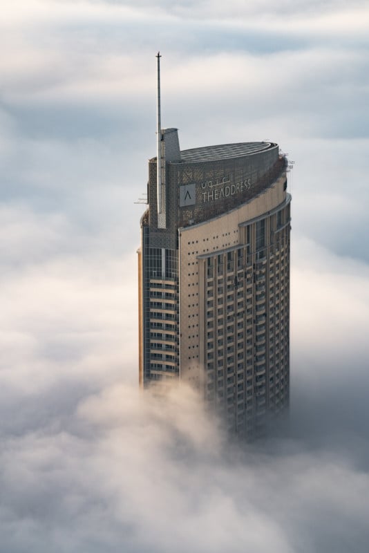 dubai skyscraper clouds