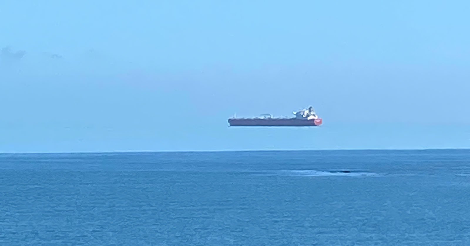 ‘Floating Ship’ in the air off the British coast