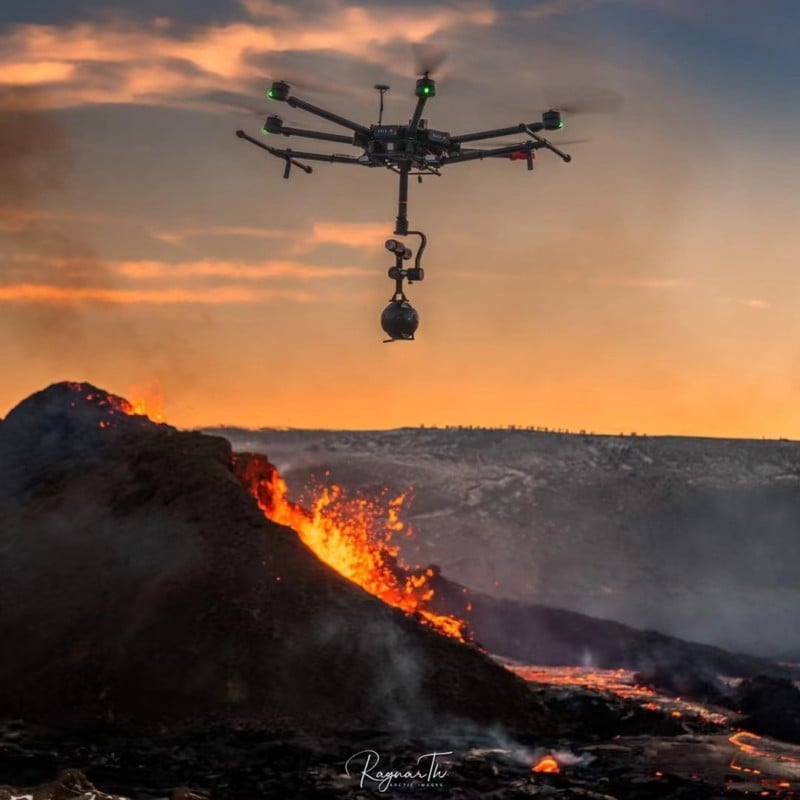 Duo captura el primer video de un dron VR de 8K sobre el volcán de Islandia