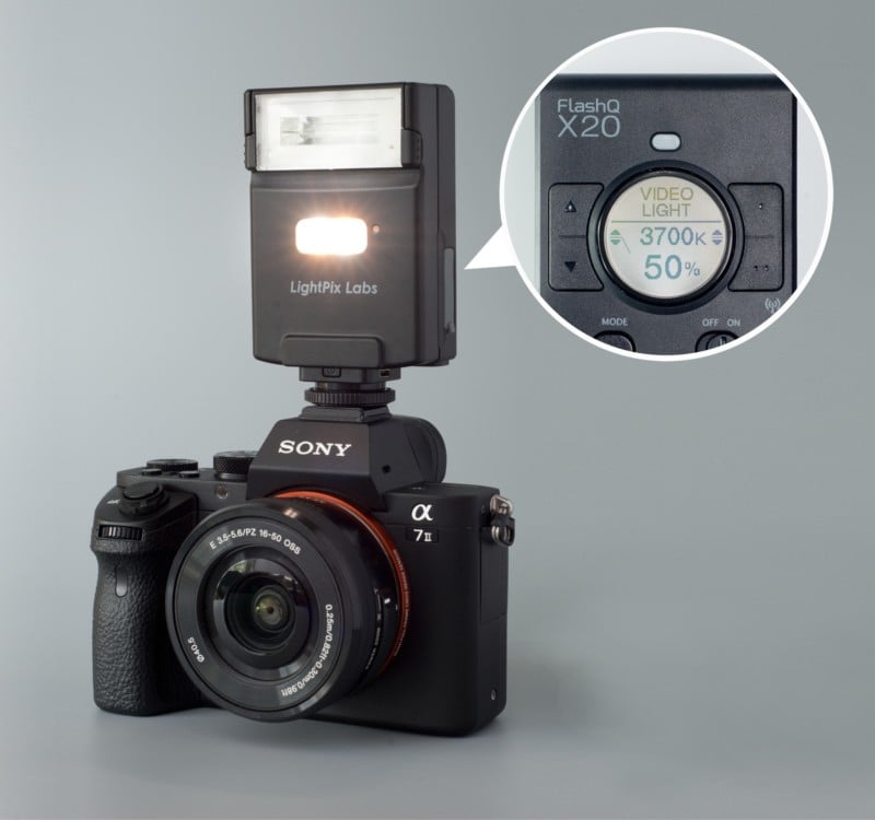 The FlashQ X20 is a Pocket-Sized TTL Flash and LED Video Light