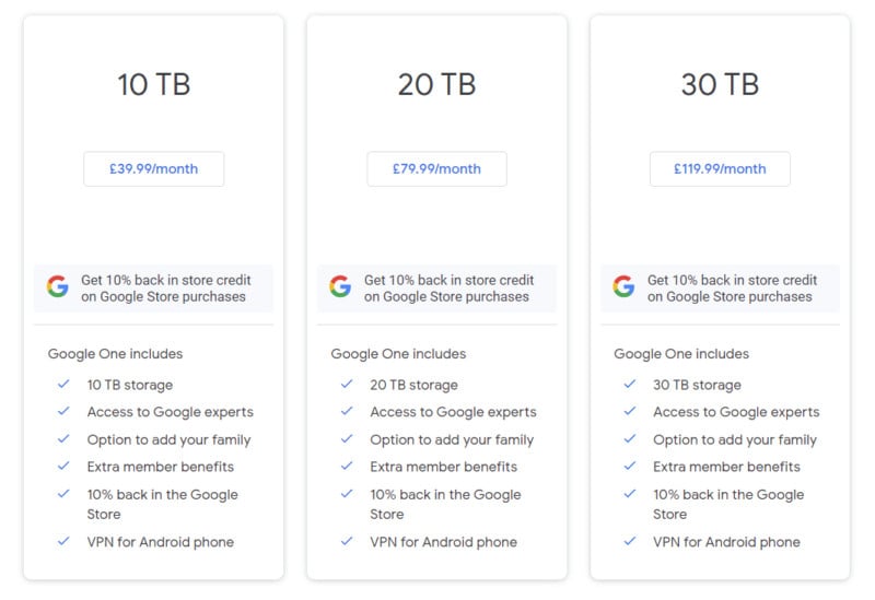 How much does 5TB cloud cost?