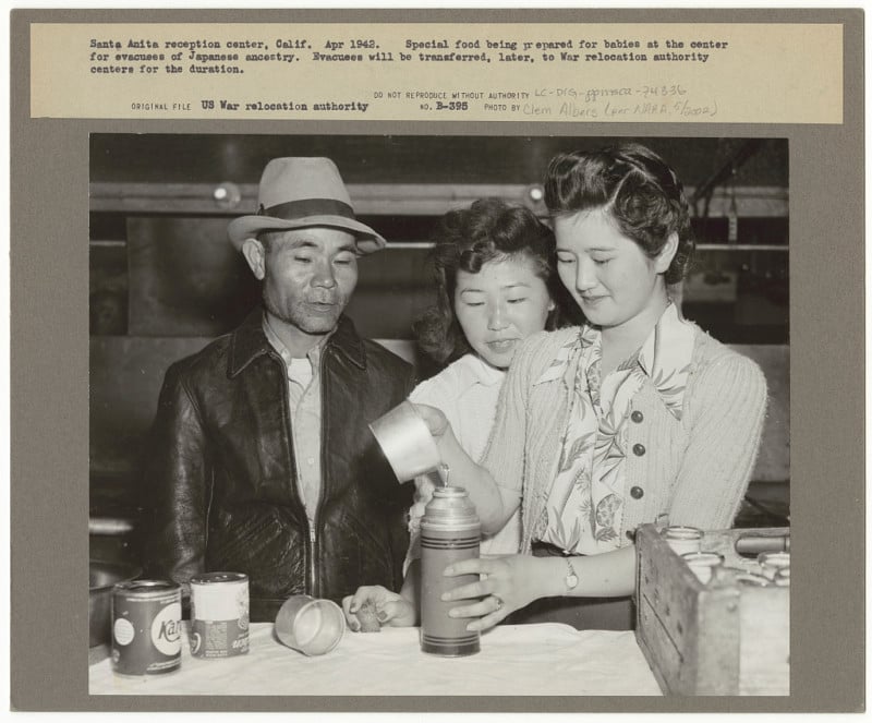 Santa Anita reception center, Arcadia, Calif. Apr. 1942. Special food being prepared for babies at the center for evacuees of Japanese ancestry.