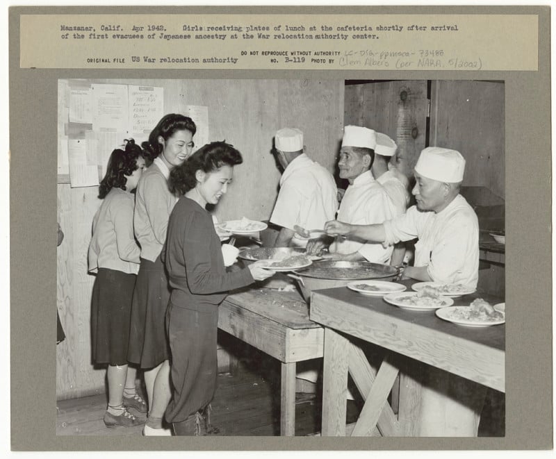 Photos of Japanese Americans being forcibly moved to concentration camps