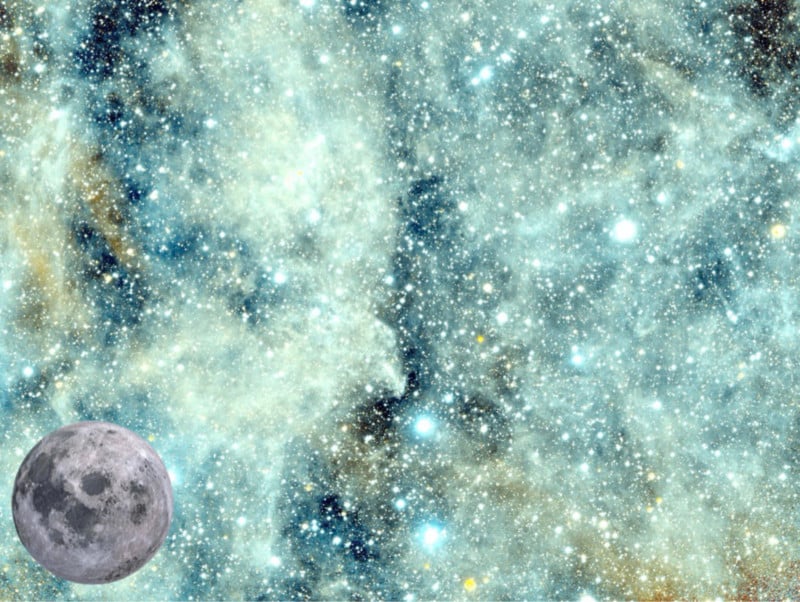 תמונה לדוגמה שצולמה על ידי פרויקט שפירית כשהירח מוצג בקנה מידה