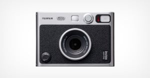Front view of the Fujifilm Instax Mini Evo camera