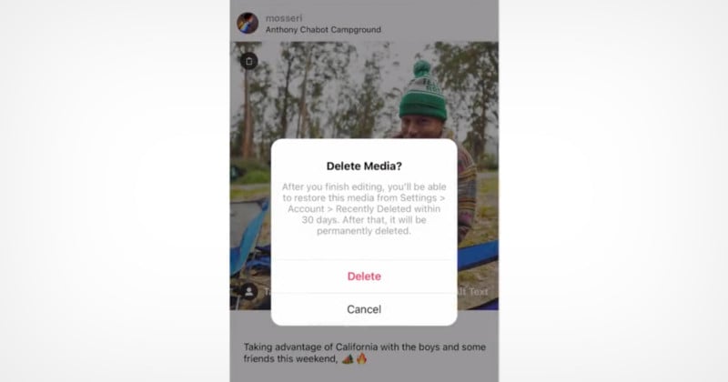 Delete a single photo from an instagram carousel