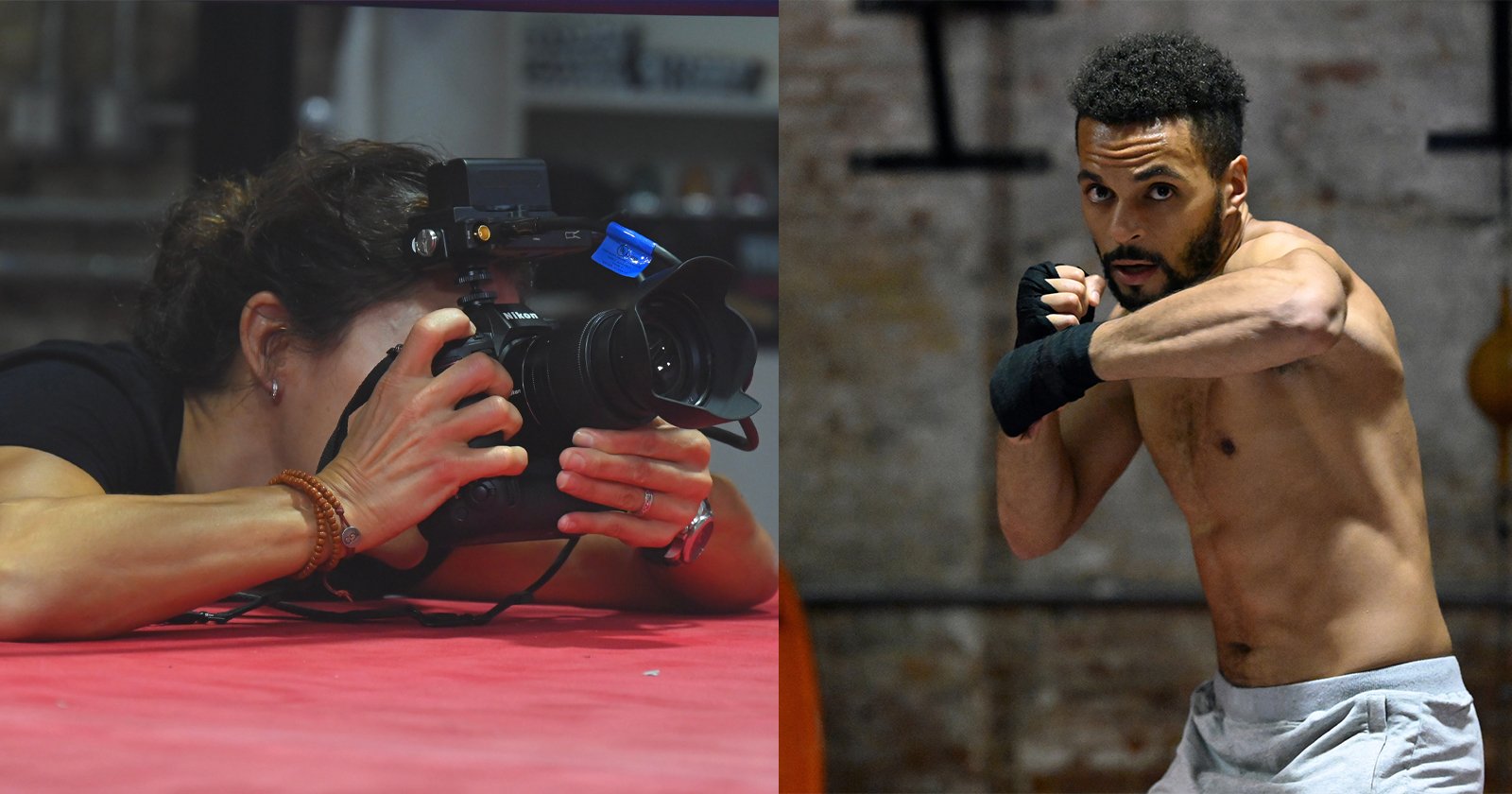 Photographer Jennifer Pottheiser photographing a boxer with the Nikon Z9