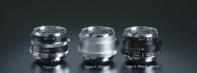 Cosina Voigtlander 21mm f/3.5 Type I and Type II side by side