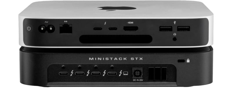 of the OWC ministack STX below a Mac Mini
