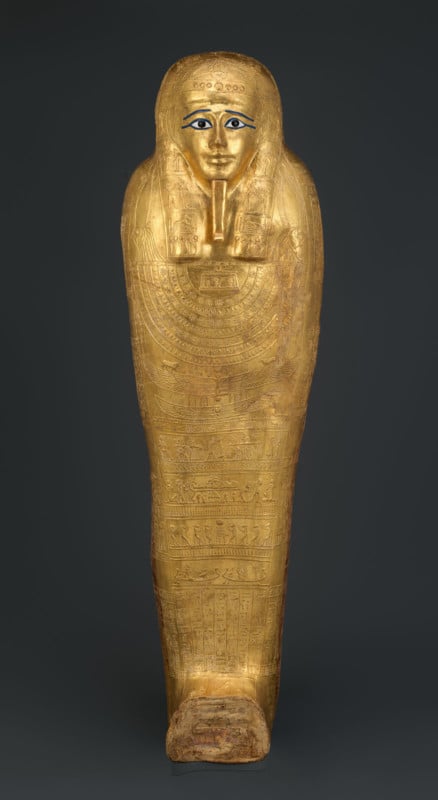 A golden ancient Egyptian coffin