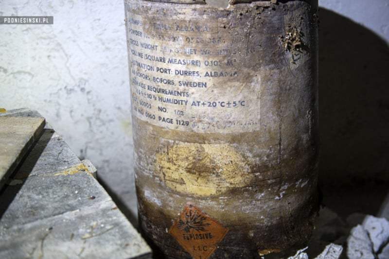 An old barrel in an underground ammo factory