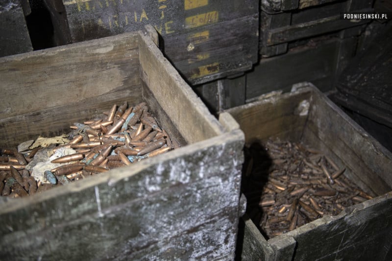 Boxes of ammo in an underground factory