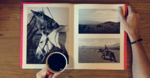 Photo book on a desk