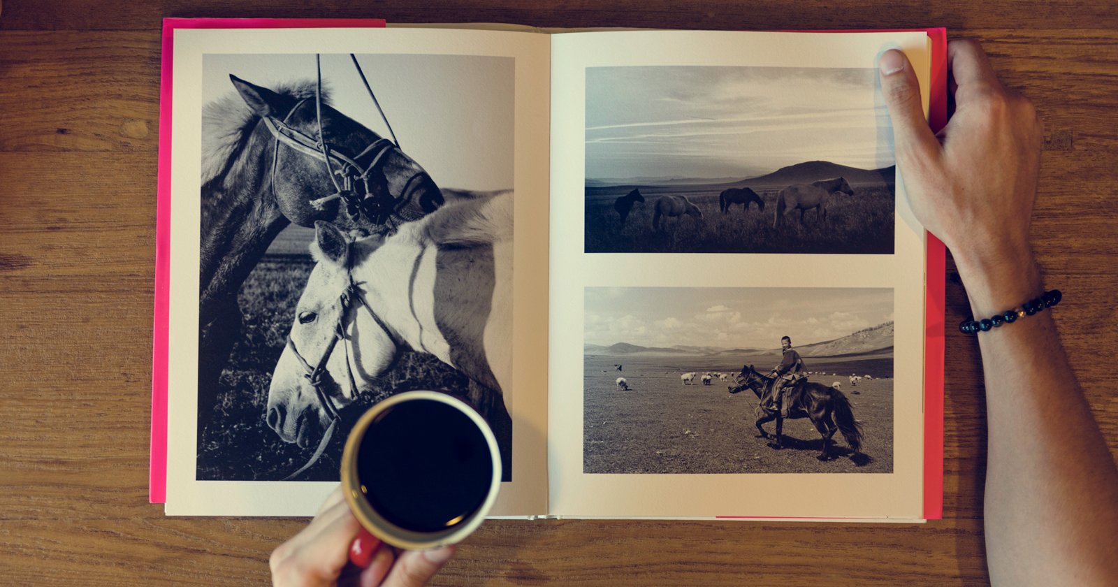 Photo book on a desk