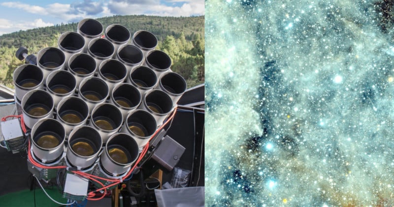 Project Dragonfly lens array and example photo side by side