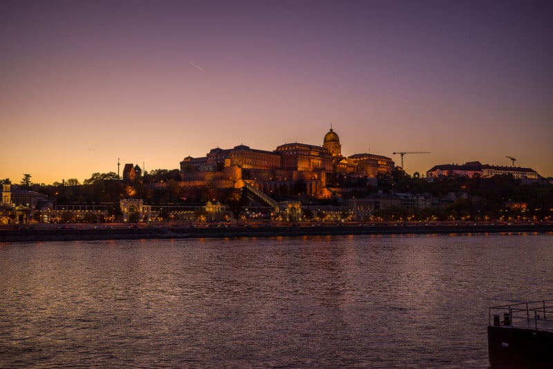 A photo of a building and the Danube river.